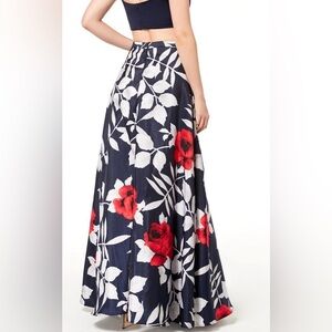 Sequin Hearts Blue Red White Floral Full Tulle Formal Maxi Skirt Size 0